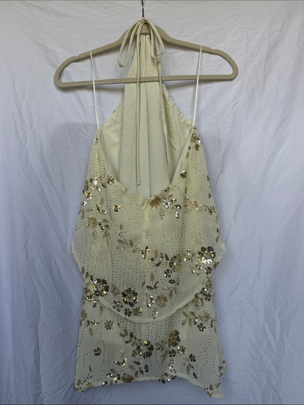 Altar'd State Cream Halter Flowy Dress with Gold Sequins - Picture 7 of 7